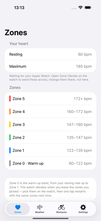 Zone Vibrate iPhone heart-rate zones