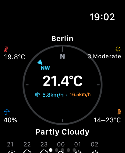 Zone Vibrate Watch weather and wind dial